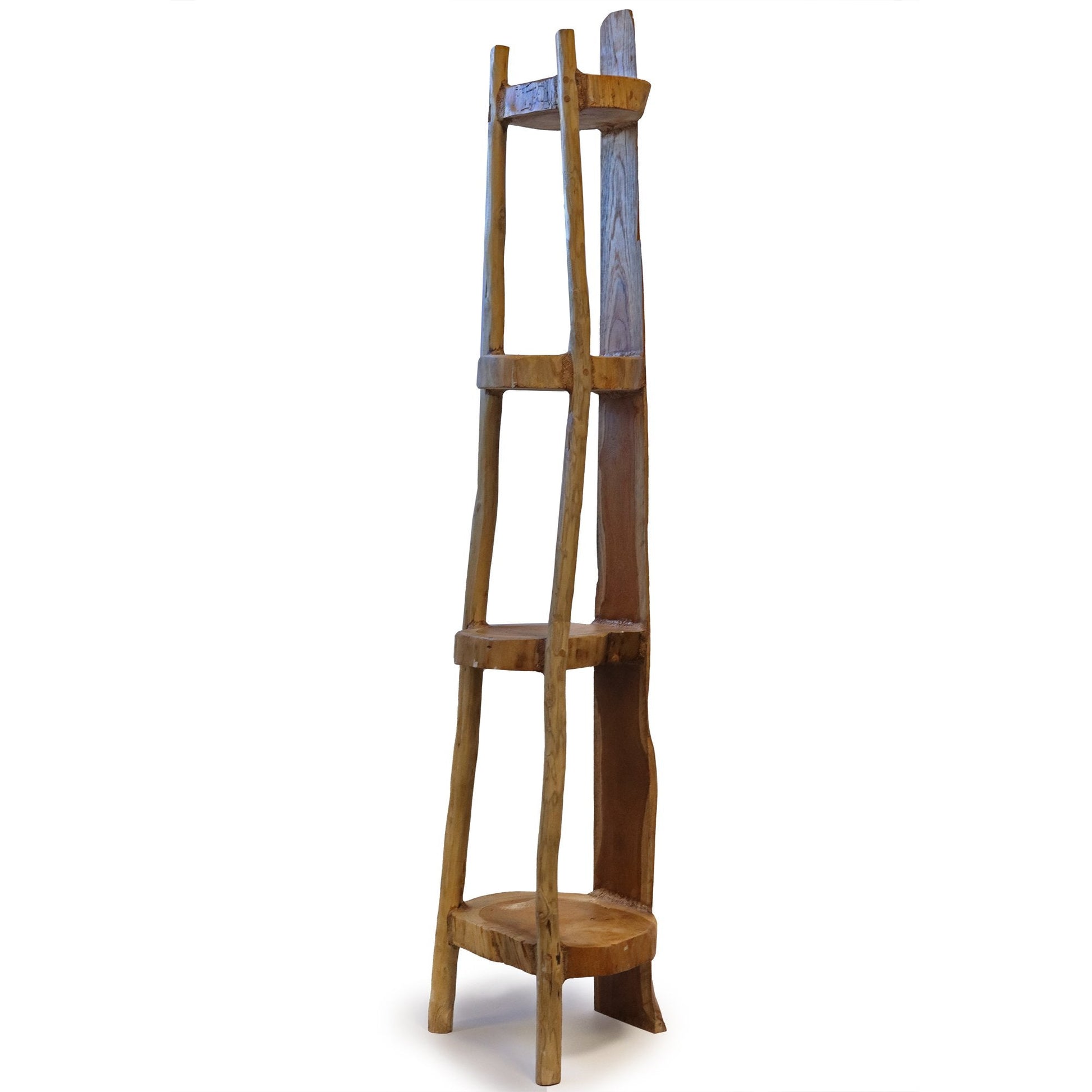 135cm High Natural Teak Corner Shelf Unit with 4 Shelves | #product_category# - OneRoofGifts