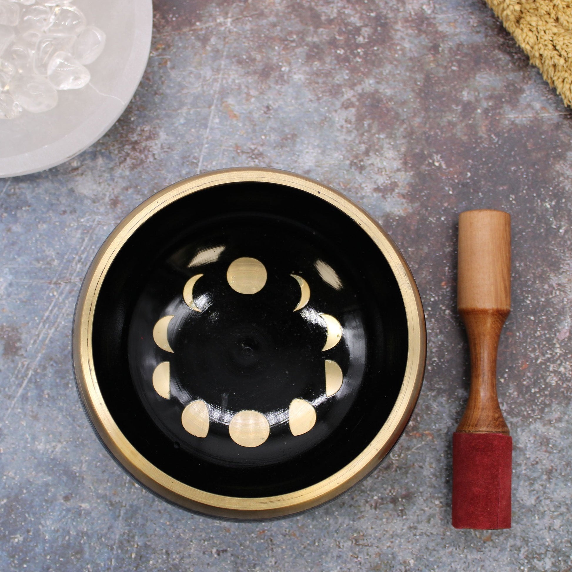 14cm Large Black Moon Phase Singing Bowl Set | #product_category# - OneRoofGifts