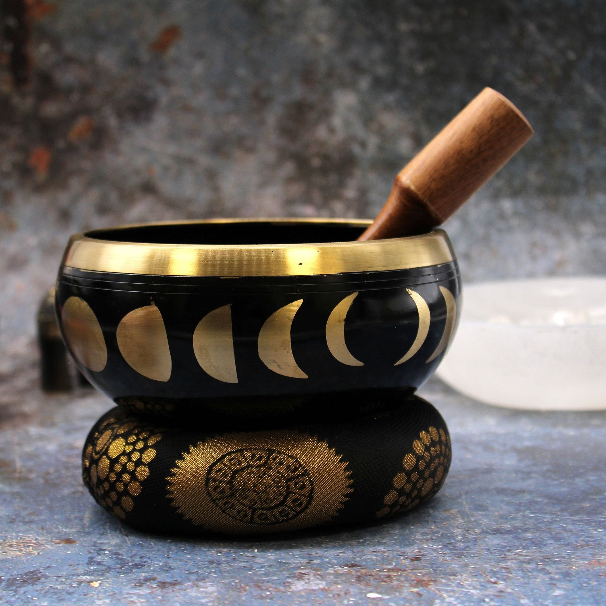 14cm Large Black Moon Phase Singing Bowl Set | #product_category# - OneRoofGifts