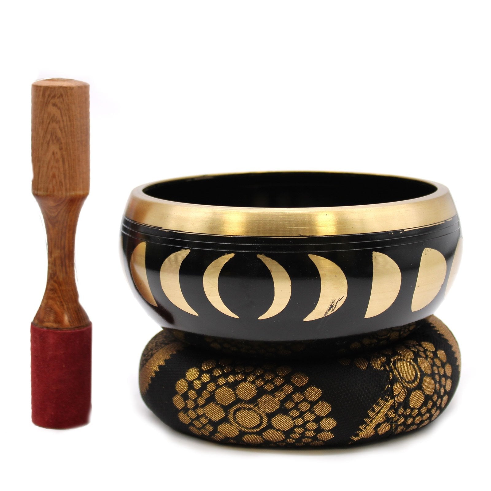 14cm Large Black Moon Phase Singing Bowl Set | #product_category# - OneRoofGifts