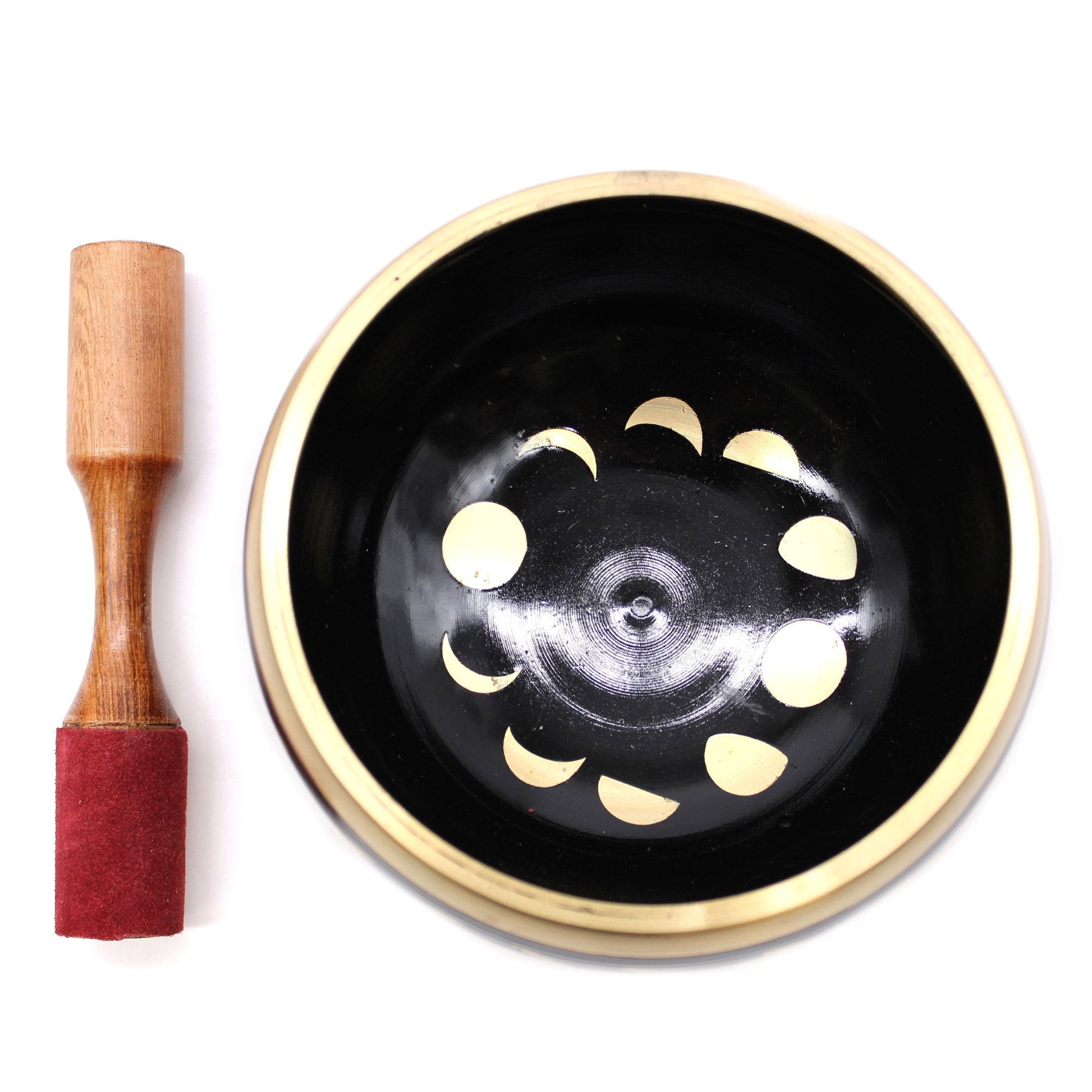 14cm Large Black Moon Phase Singing Bowl Set | #product_category# - OneRoofGifts