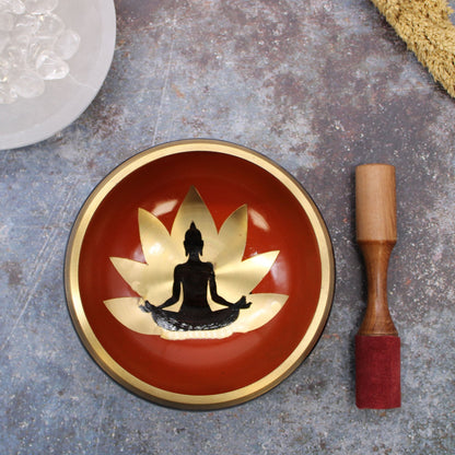 14cm Large Buddha Singing Bowl Set, Black and Orange | #product_category# - OneRoofGifts