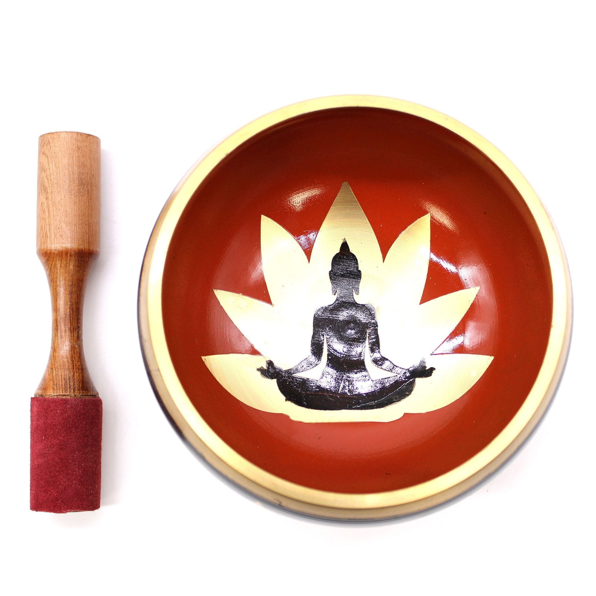 14cm Large Buddha Singing Bowl Set, Black and Orange | #product_category# - OneRoofGifts