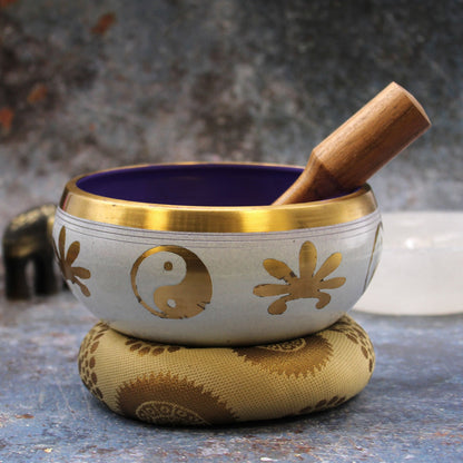 14cm Yin & Yang Singing Bowl Set, Large - White and Purple | #product_category# - OneRoofGifts