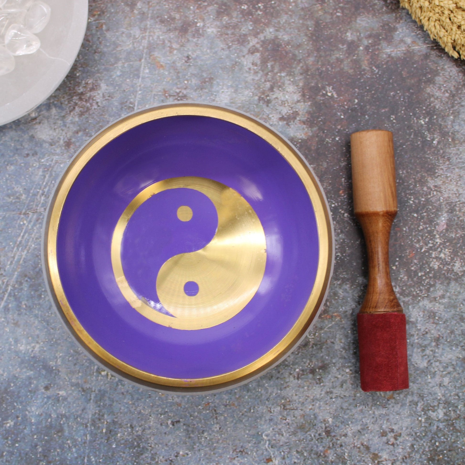14cm Yin & Yang Singing Bowl Set, Large - White and Purple | #product_category# - OneRoofGifts