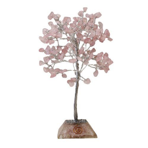 160 - Stone Rose Quartz Gemstone Tree with Organite Base | #product_category# - OneRoofGifts