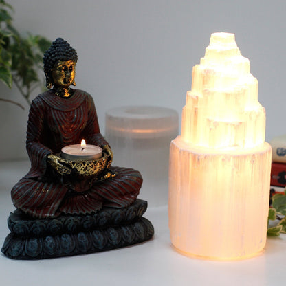 20 cm Natural Selenite Tower Lamp | #product_category# - OneRoofGifts