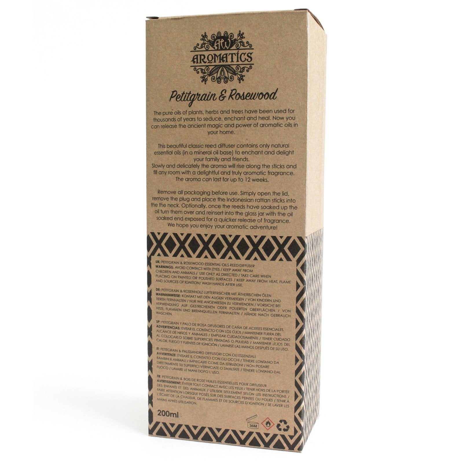 200ml Essential Oil Reed Diffuser, Petitgrain and Rosewood | #product_category# - OneRoofGifts