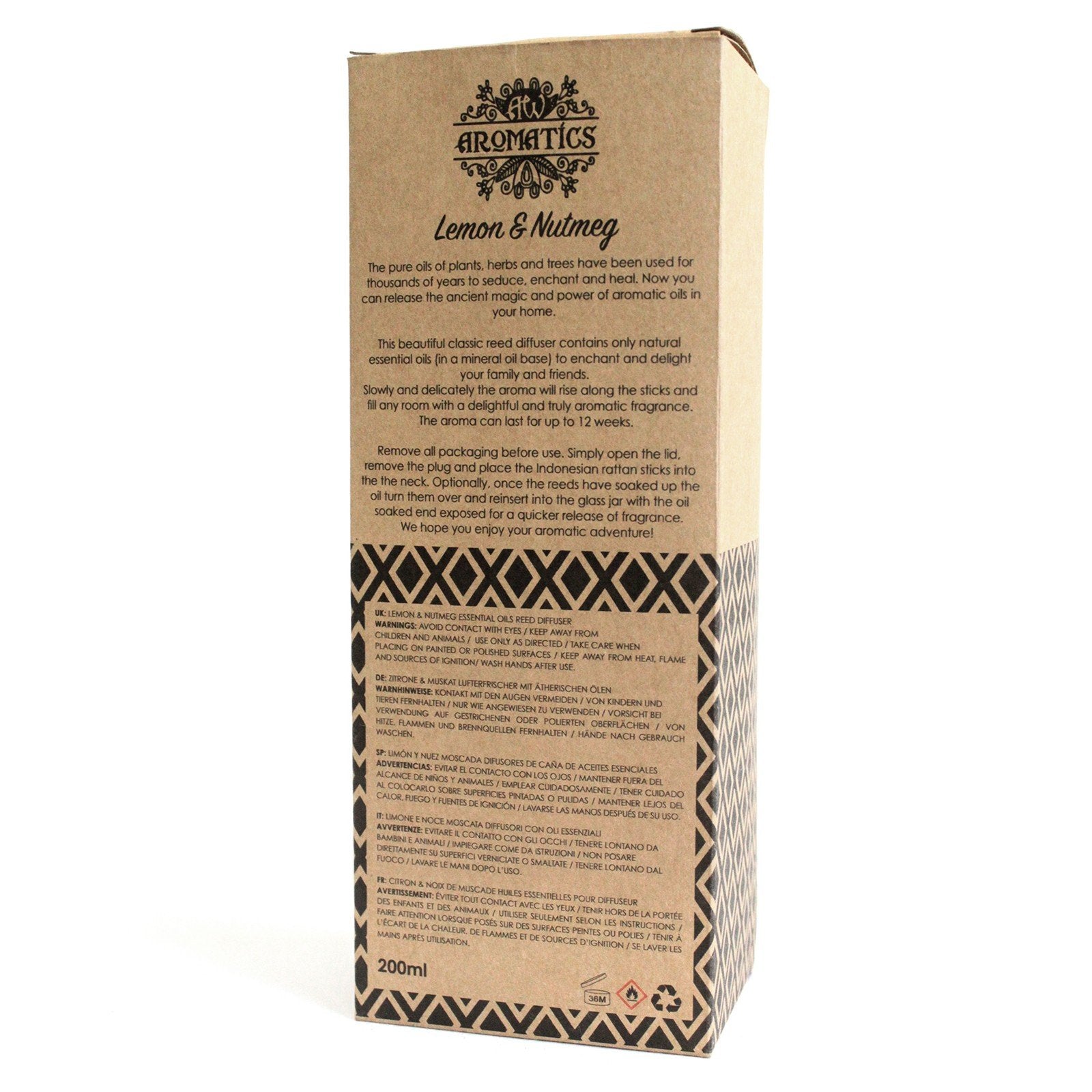 200ml Reed Diffuser, Lemon and Nutmeg Essential Oil | #product_category# - OneRoofGifts