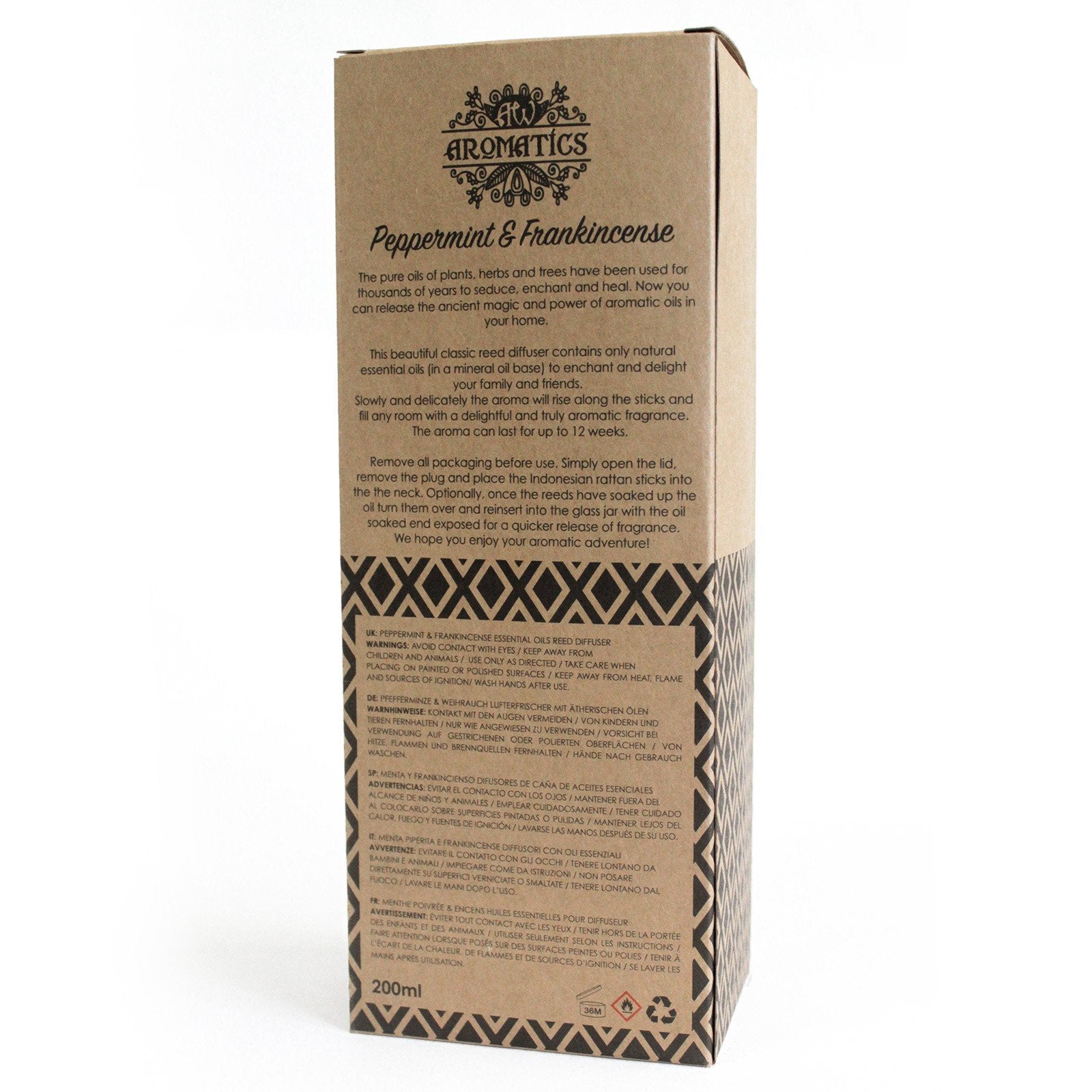 200ml Reed Diffuser with Essential Oils, Peppermint and Frankincense | #product_category# - OneRoofGifts