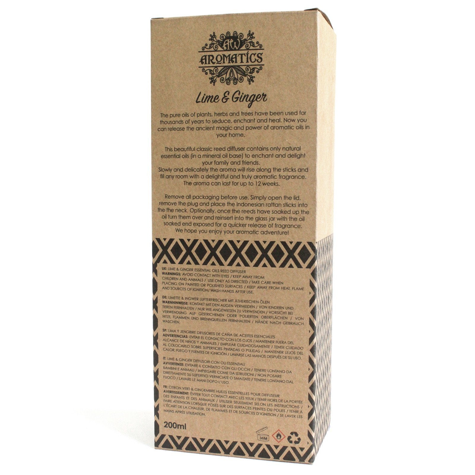 200ml Reed Diffuser with Lime and Ginger Essential Oil | #product_category# - OneRoofGifts