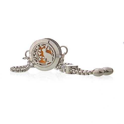 20mm Aromatherapy Jewelry Chain Bracelet - Cat and Flowers Design | #product_category# - OneRoofGifts