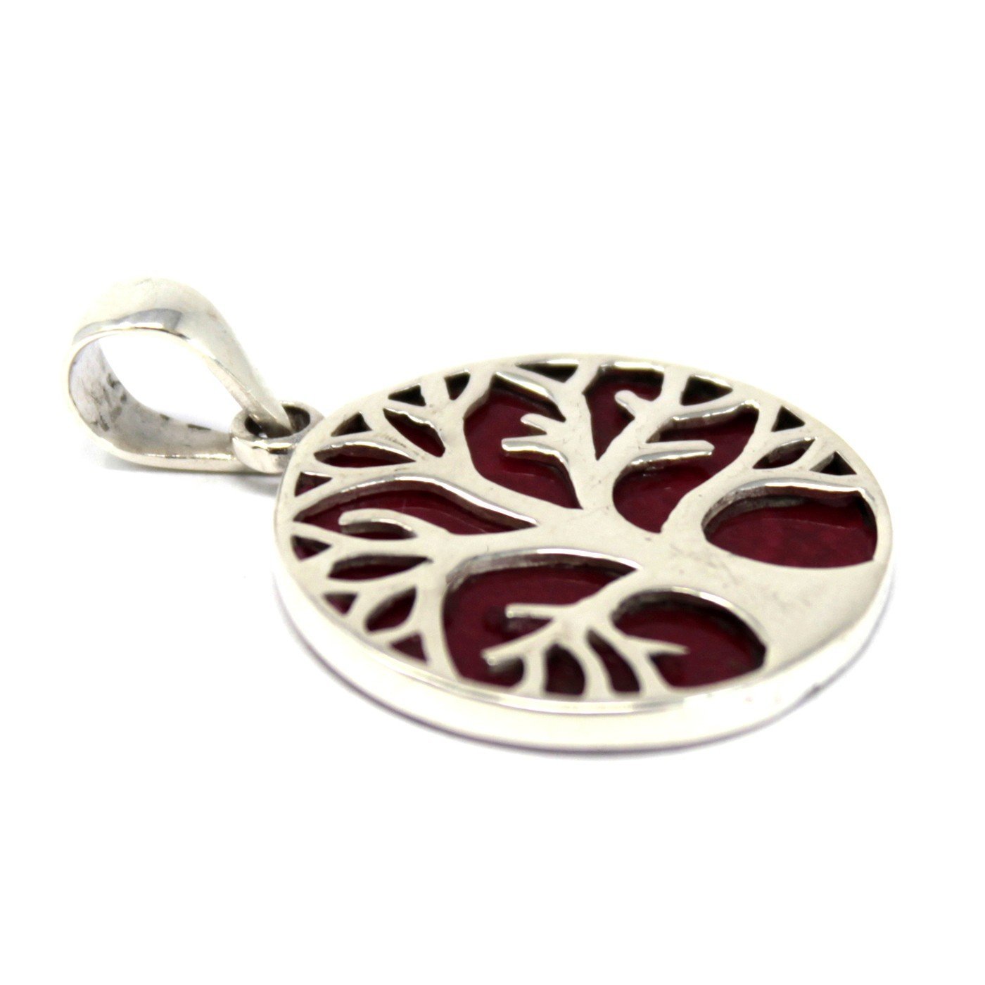 22mm Tree of Life Silver Pendant with Coral Effect | #product_category# - OneRoofGifts