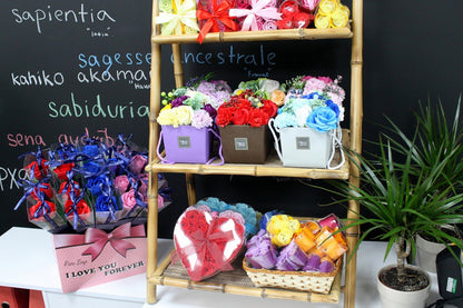 24 Red Rose Soap Flowers in Heart - Shaped Box | #product_category# - OneRoofGifts
