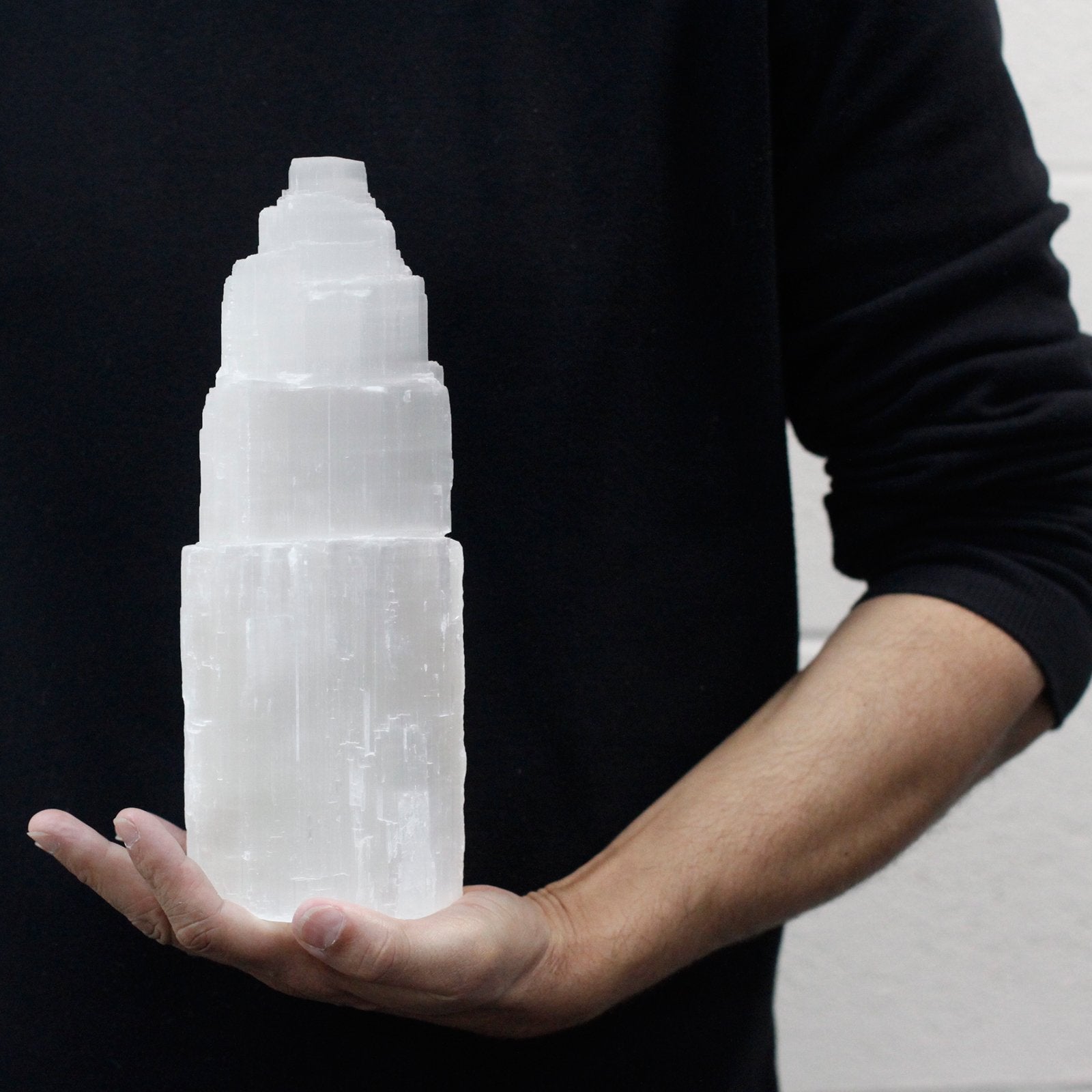 25 cm Natural Selenite Tower Lamp | #product_category# - OneRoofGifts