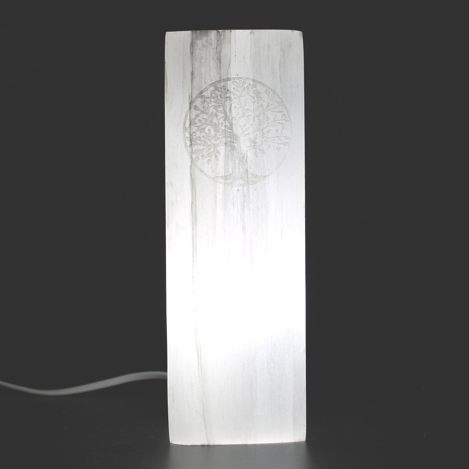 25cm Selenite Block Lamp with Tree of Life Design | #product_category# - OneRoofGifts
