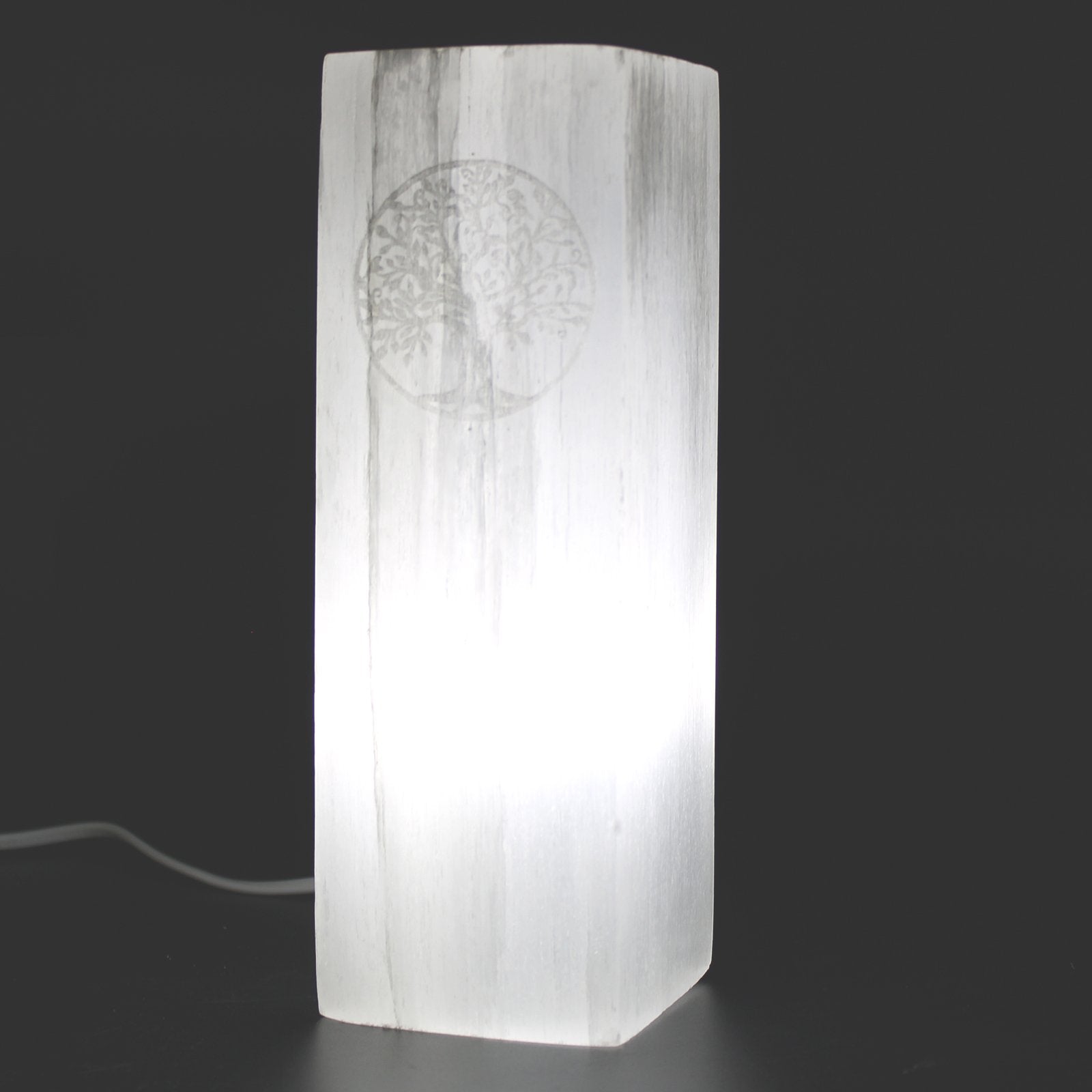 25cm Selenite Block Lamp with Tree of Life Design | #product_category# - OneRoofGifts