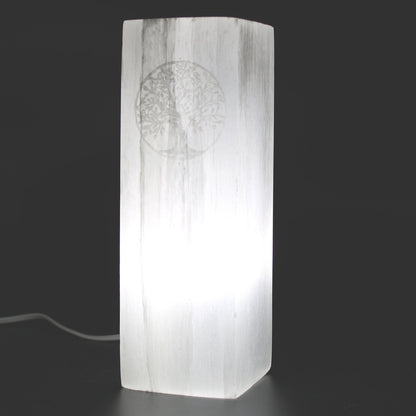 25cm Selenite Block Lamp with Tree of Life Design | #product_category# - OneRoofGifts