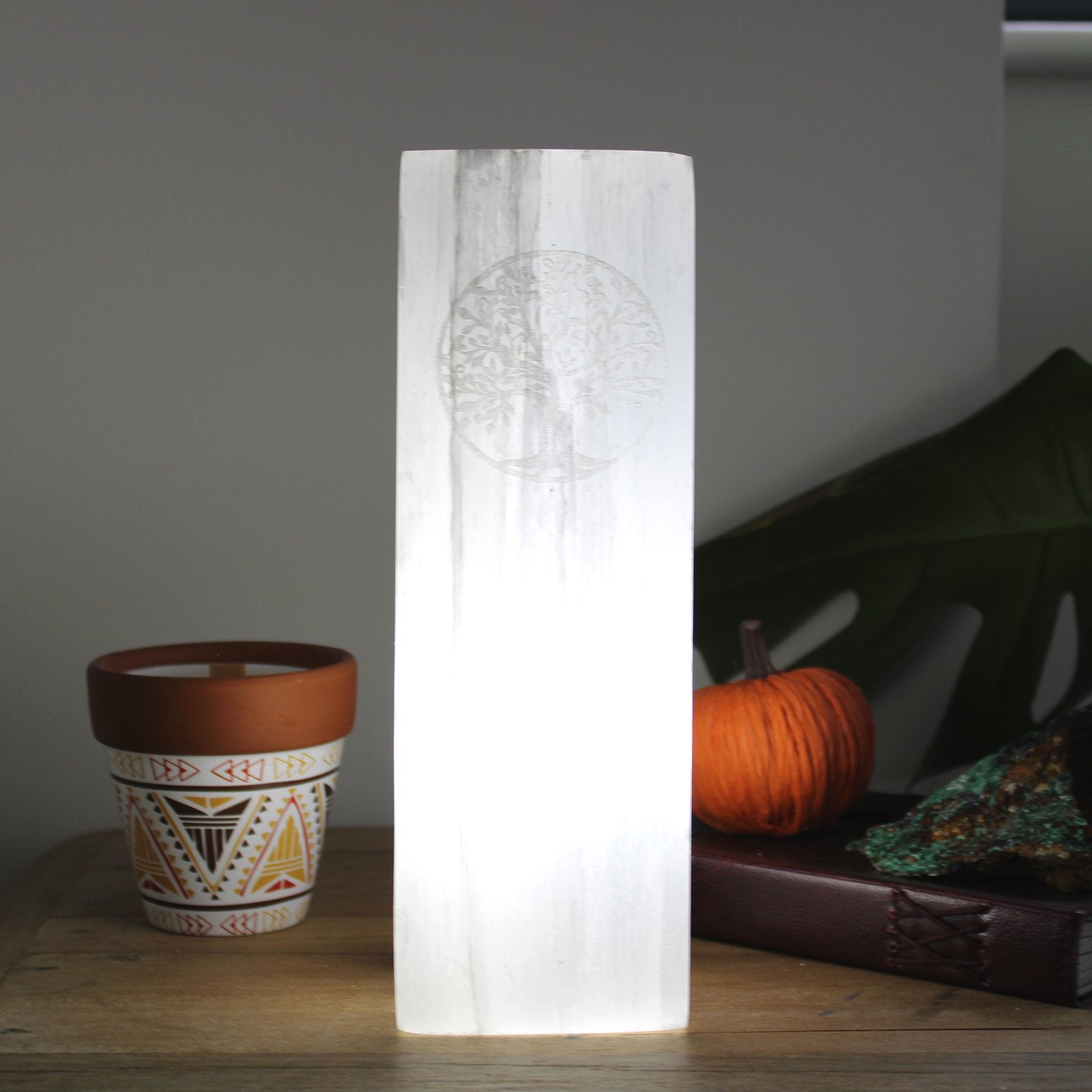 25cm Selenite Block Lamp with Tree of Life Design | #product_category# - OneRoofGifts