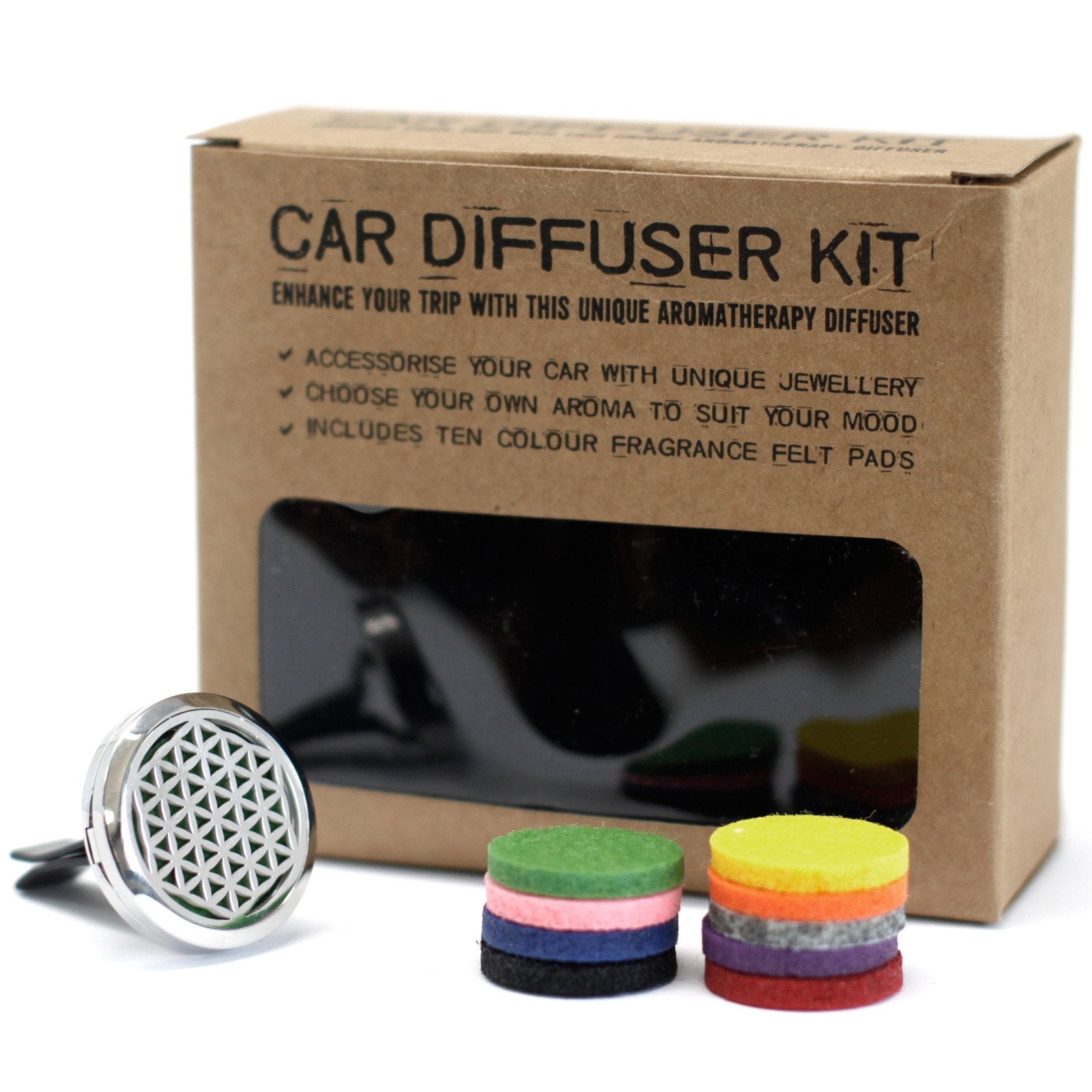 30mm Car Diffuser Kit with Flower of Life Design | #product_category# - OneRoofGifts