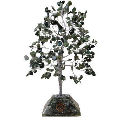 320 Moss Agate Stone Gemstone Tree with Orgonite Base | #product_category# - OneRoofGifts