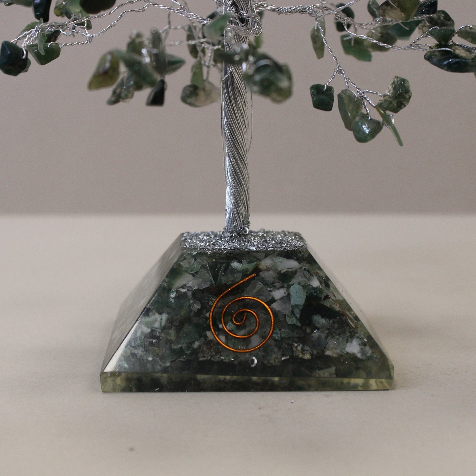 320 Moss Agate Stone Gemstone Tree with Orgonite Base | #product_category# - OneRoofGifts