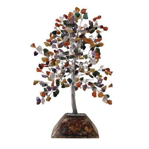 320 - Stone Gemstone Tree with Multicolor Orgone Base | #product_category# - OneRoofGifts