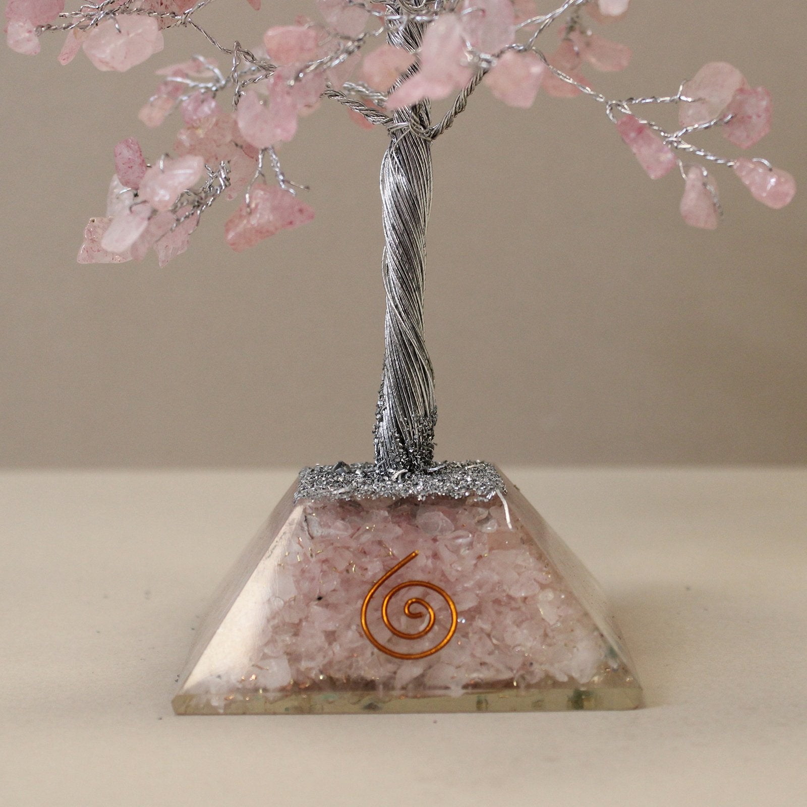 320 - Stone Gemstone Tree with Orgone Base - Rose Quartz | #product_category# - OneRoofGifts