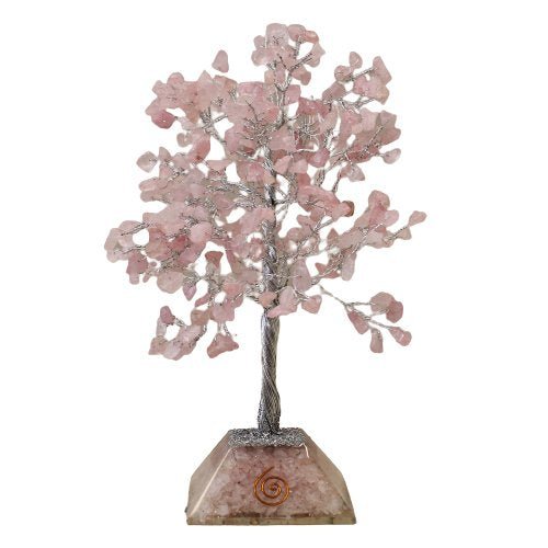 320 - Stone Gemstone Tree with Orgone Base - Rose Quartz | #product_category# - OneRoofGifts