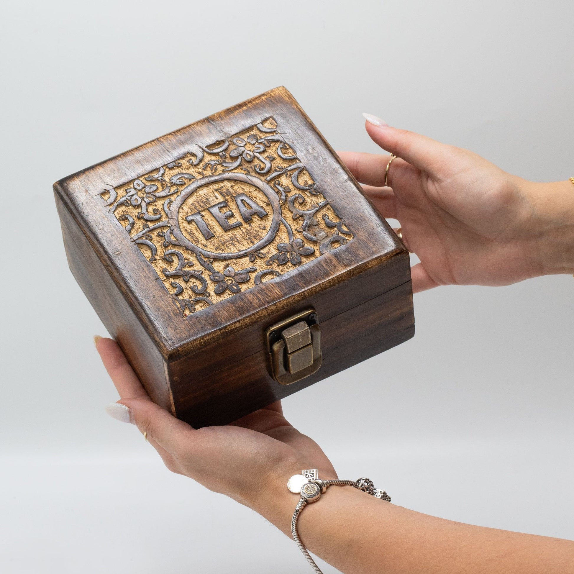 4 - Compartment Mango Wood Tea Box | #product_category# - OneRoofGifts