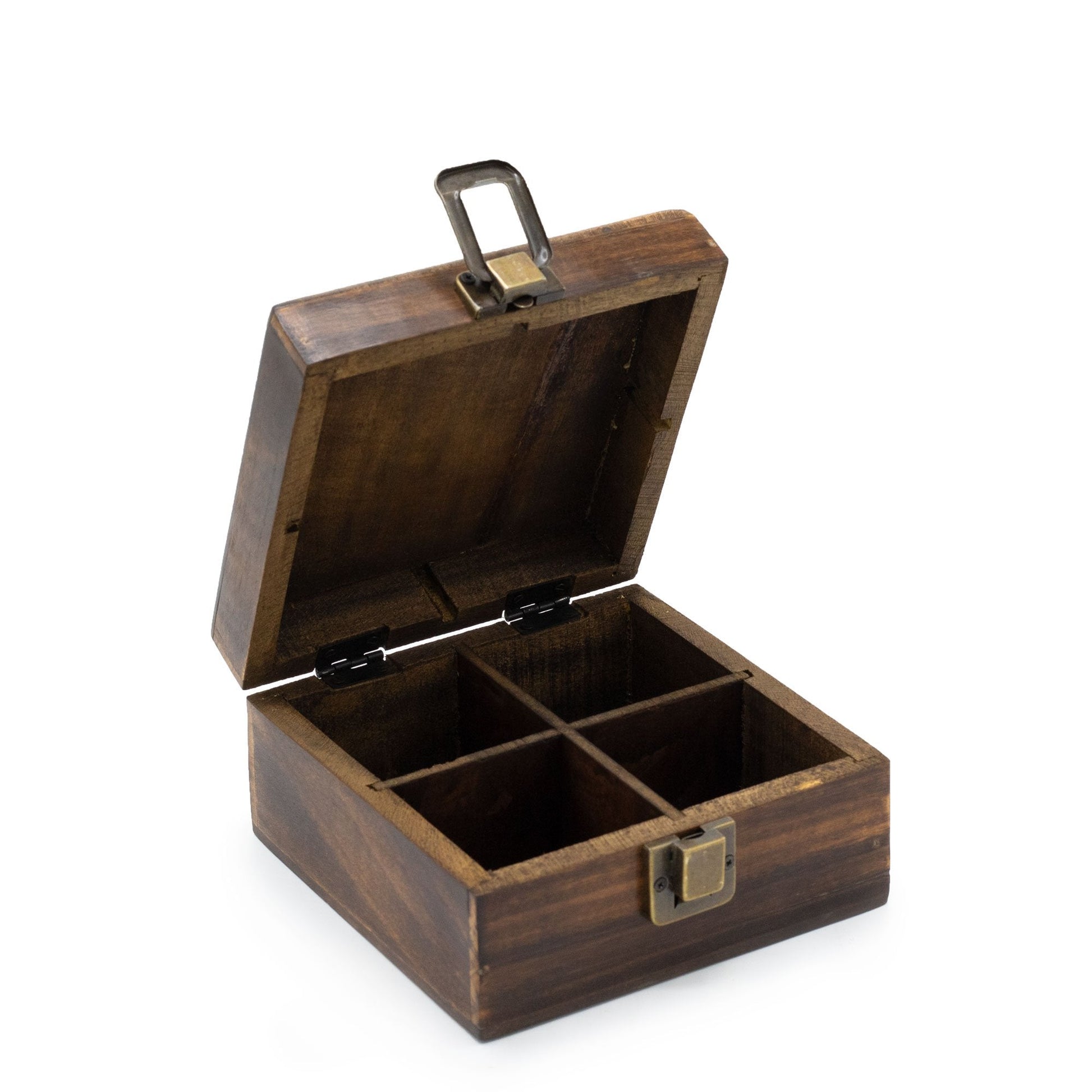 4 - Compartment Mango Wood Tea Box | #product_category# - OneRoofGifts