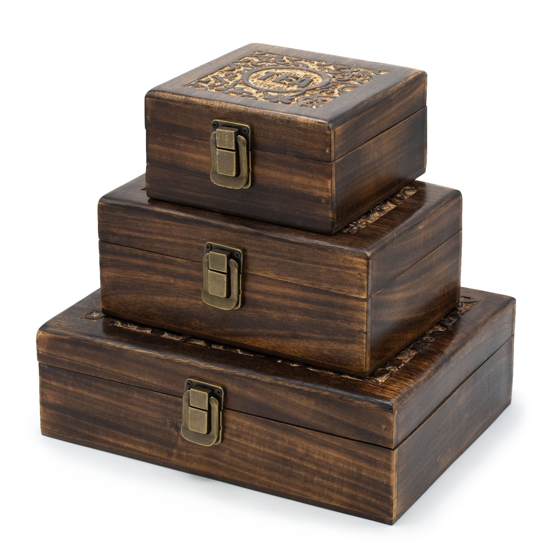 4 - Compartment Mango Wood Tea Box | #product_category# - OneRoofGifts