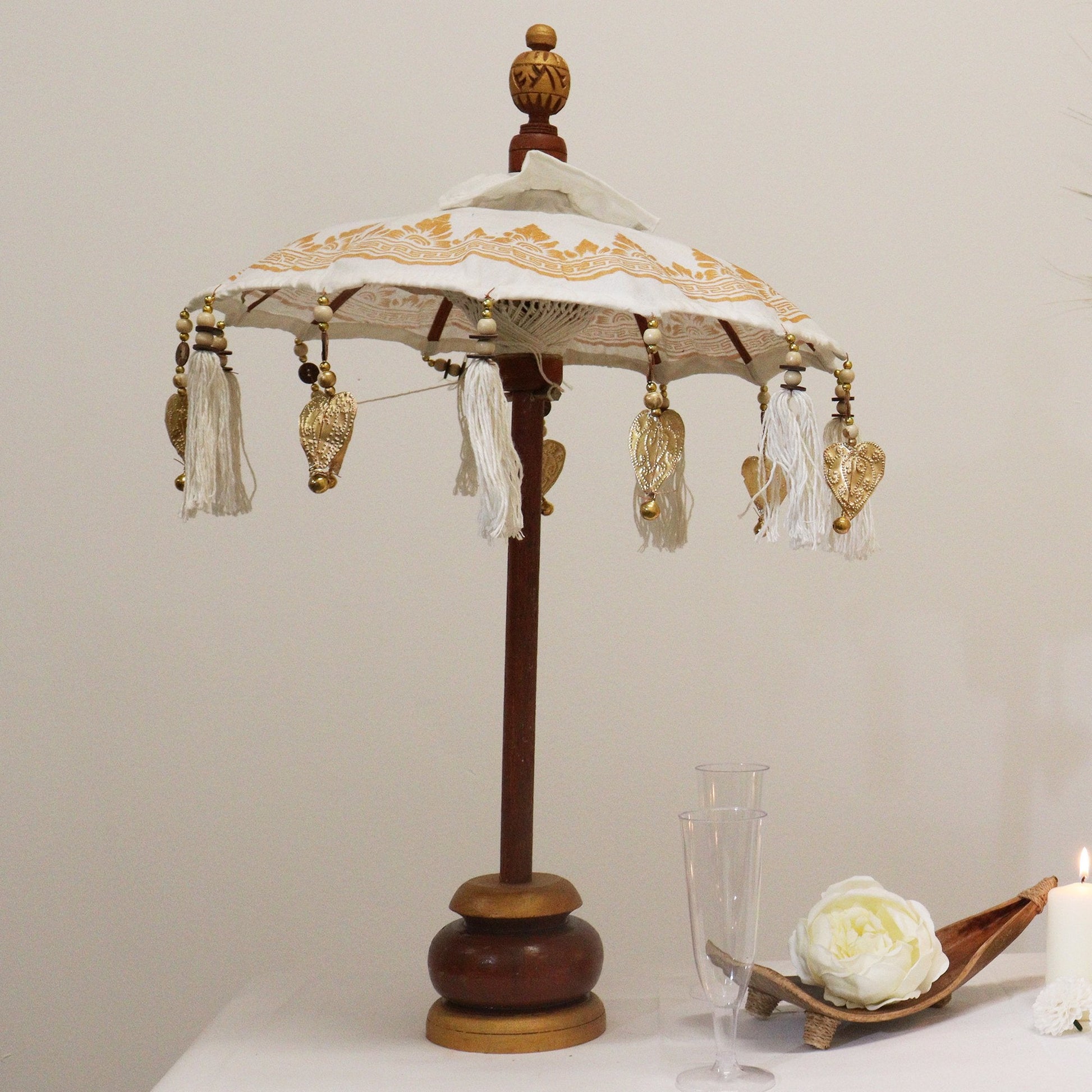 40cm Gold Bali Canvas Parasol | #product_category# - OneRoofGifts