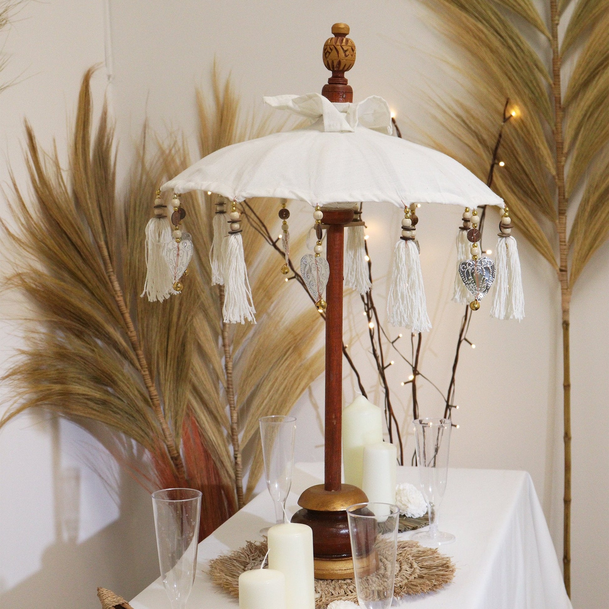 40cm Natural Bali Canvas Parasol | #product_category# - OneRoofGifts