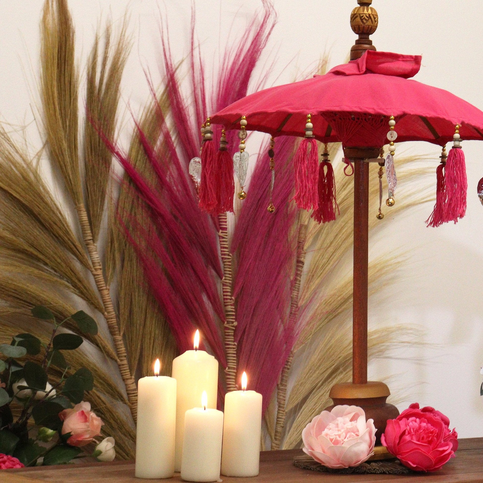 40cm Pink Bali Cotton Parasol | #product_category# - OneRoofGifts