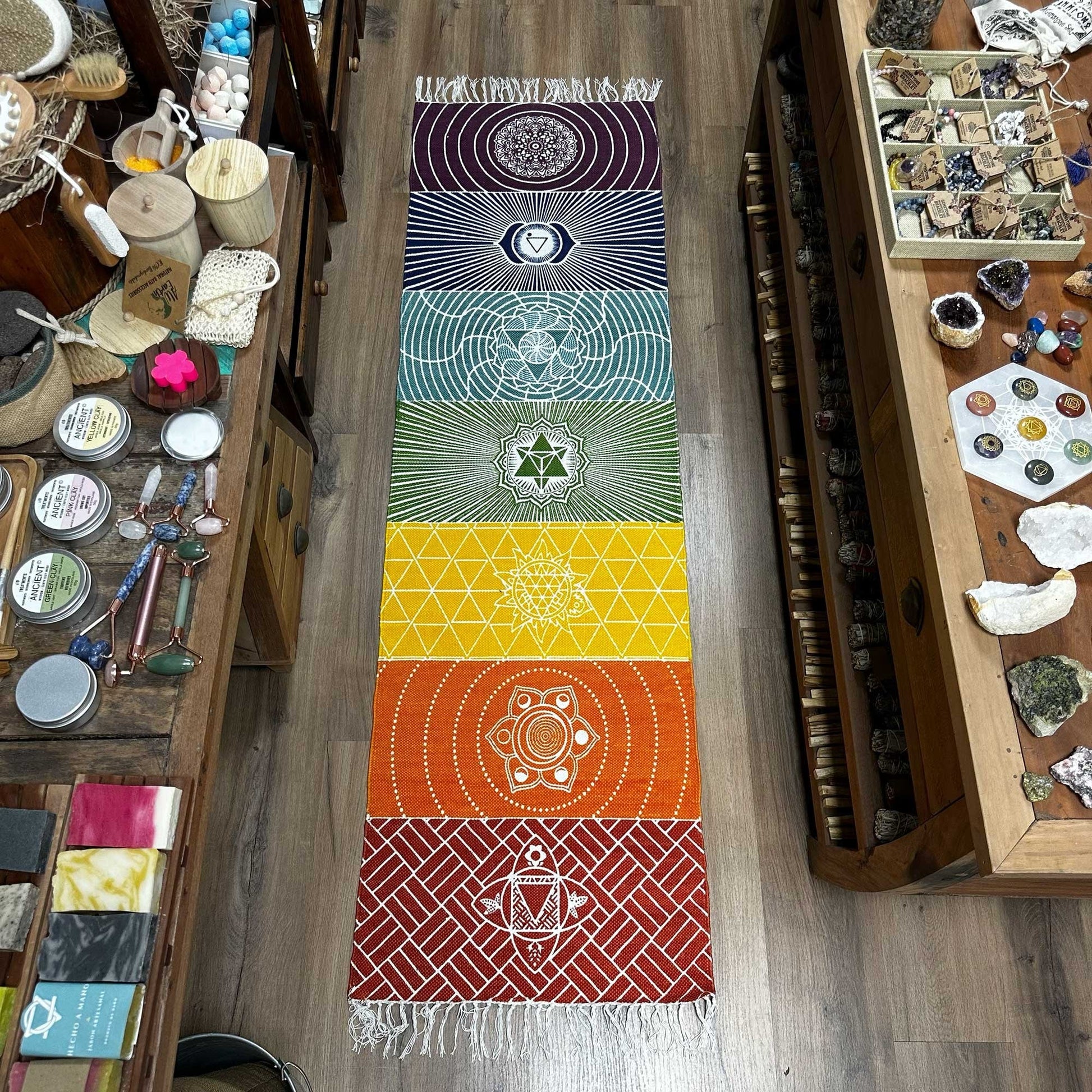 60x200 cm Yoga Rug with 7 Chakra Design | #product_category# - OneRoofGifts