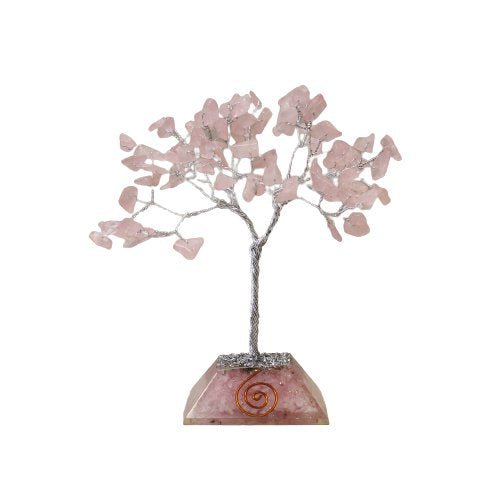 80 Rose Quartz Stones Gemstone Tree with Orgonite Base | #product_category# - OneRoofGifts