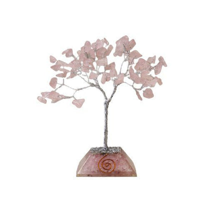 80 Rose Quartz Stones Gemstone Tree with Orgonite Base | #product_category# - OneRoofGifts