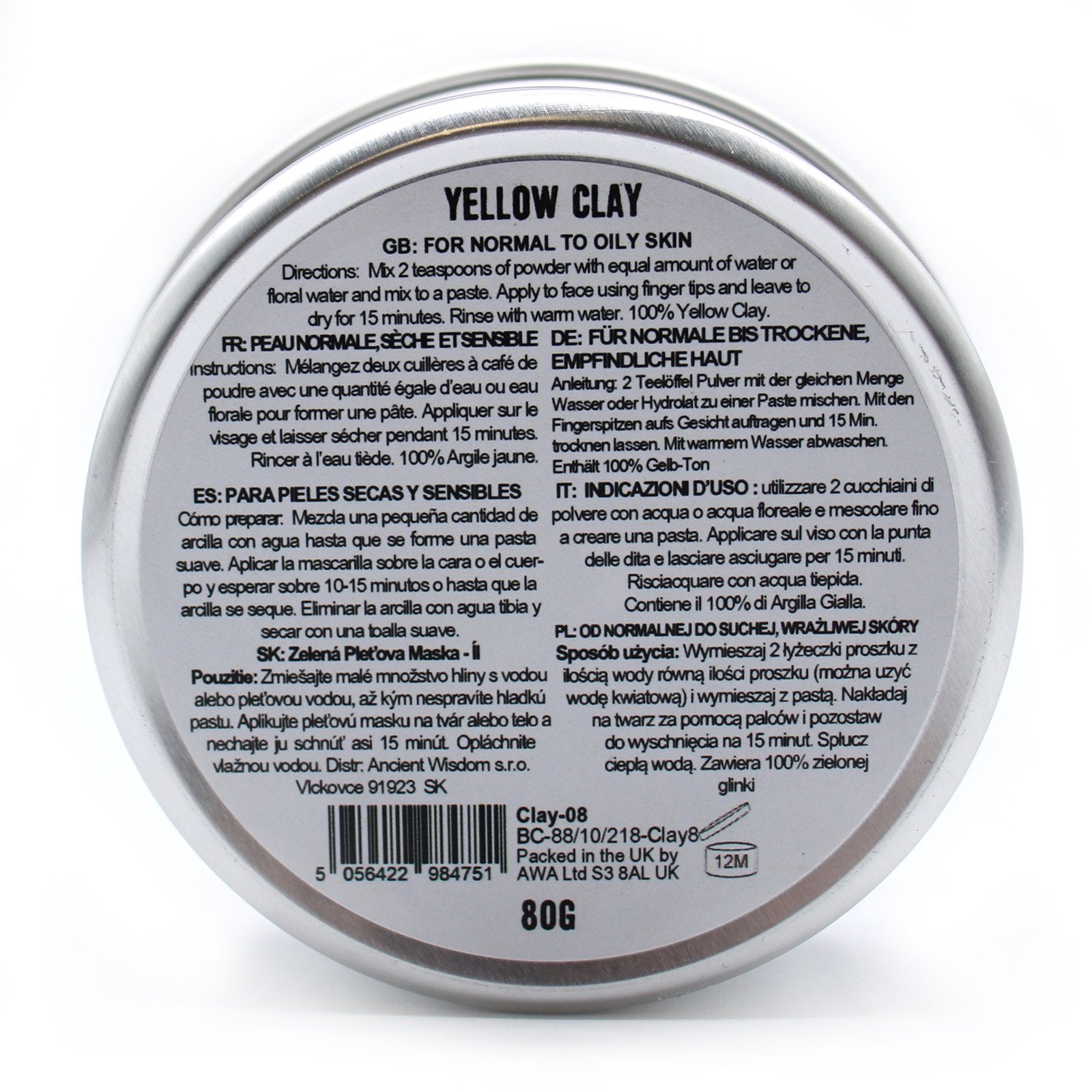 80g Yellow Face & Body Clay | #product_category# - OneRoofGifts