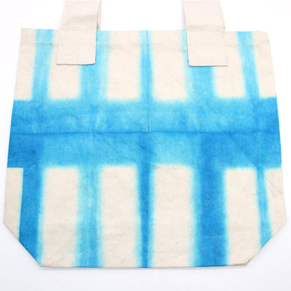 8oz 38x42x12cm Natural Tie - Dye Cotton Bag with Sky Blue Blocks and Natural Handle | #product_category# - OneRoofGifts