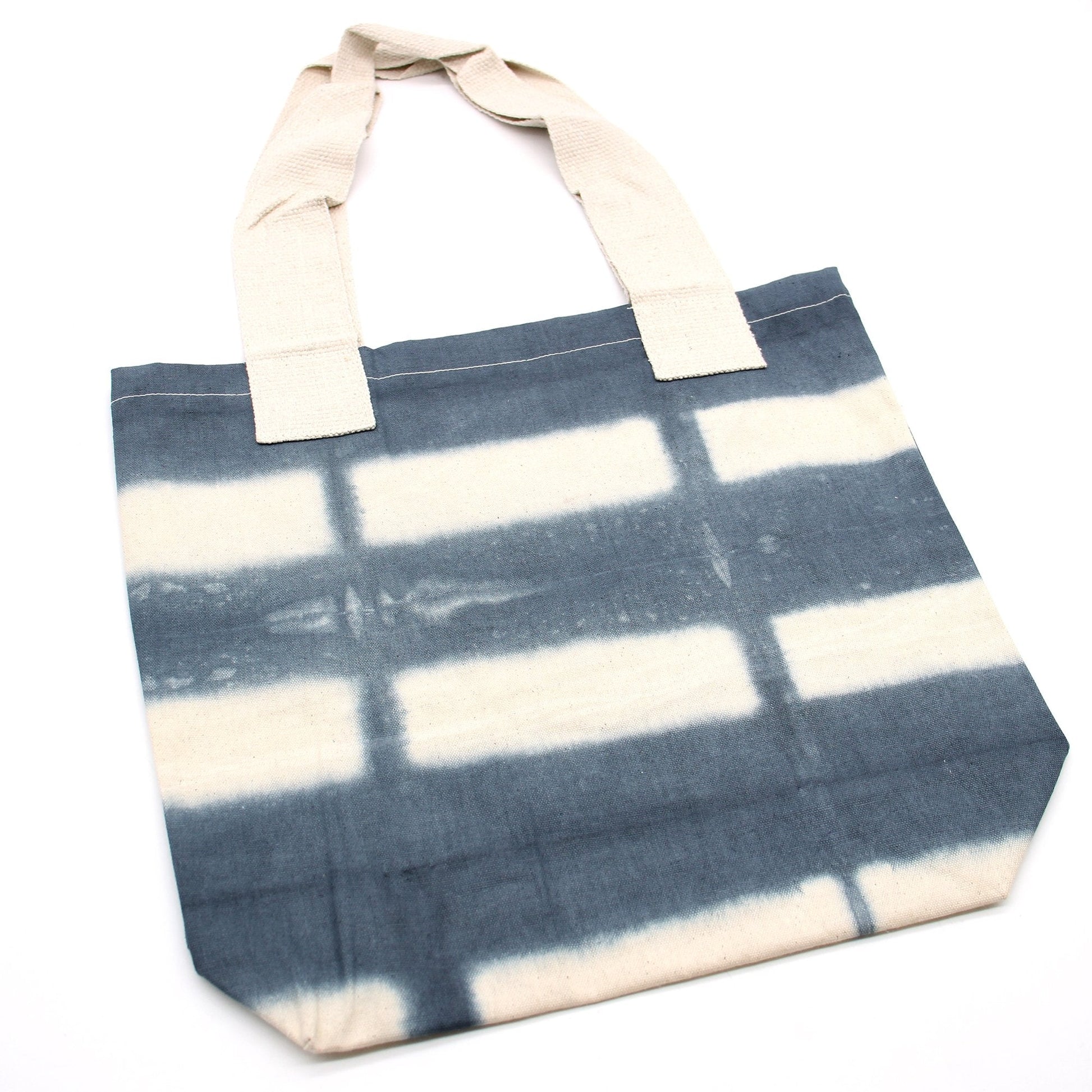 8oz, 38x42x12cm Natural Tie - Dye Cotton Tote Bag with Grey Blocks and Natural Handle | #product_category# - OneRoofGifts