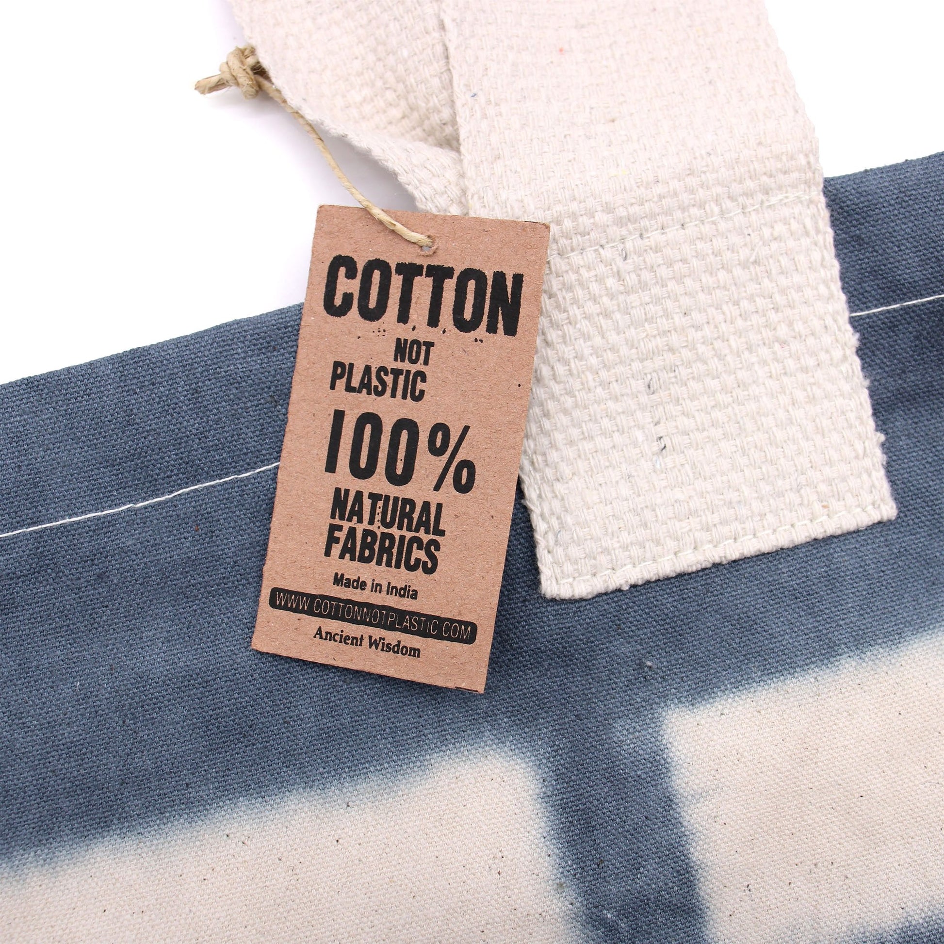 8oz, 38x42x12cm Natural Tie - Dye Cotton Tote Bag with Grey Blocks and Natural Handle | #product_category# - OneRoofGifts