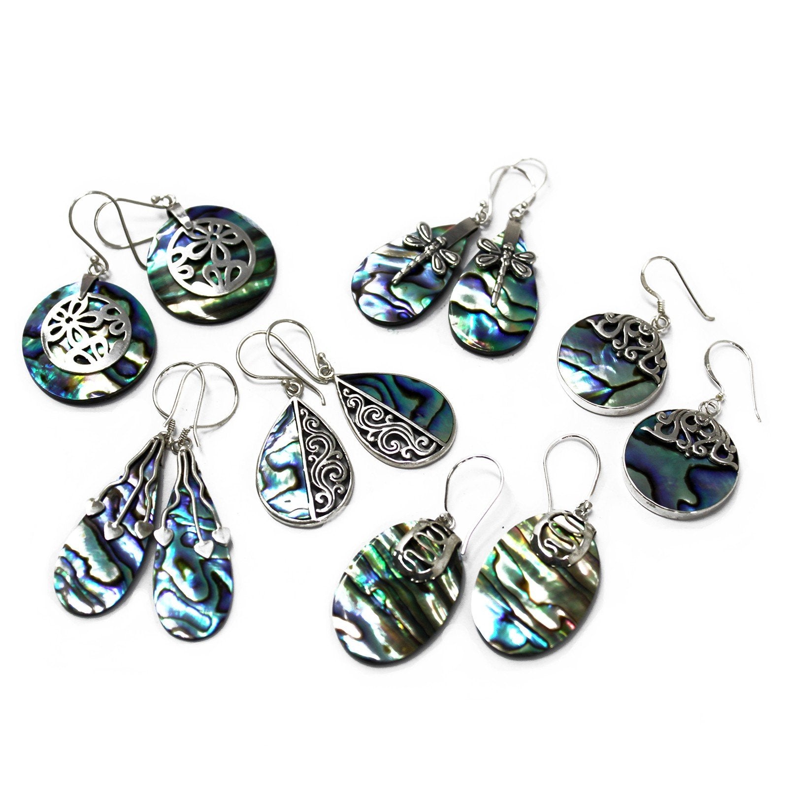 Abalone, Shell, and Silver Flower Earrings | #product_category# - OneRoofGifts