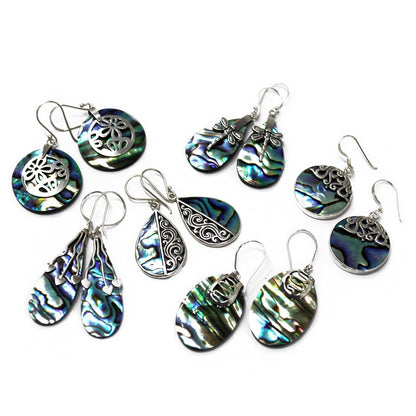 Abalone, Shell, and Silver Flower Earrings | #product_category# - OneRoofGifts