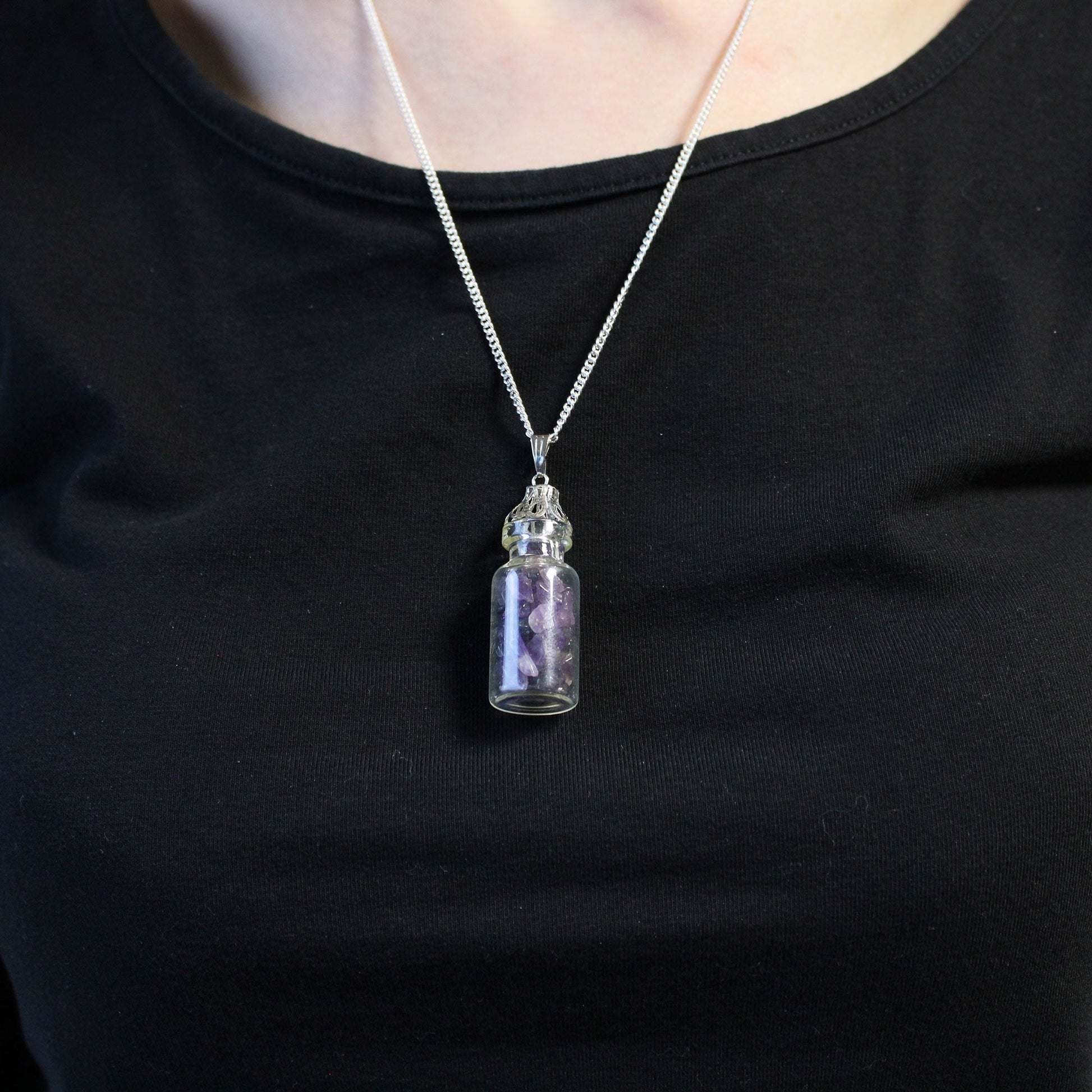 Amethyst Gemstone Necklace in Bottle | #product_category# - OneRoofGifts
