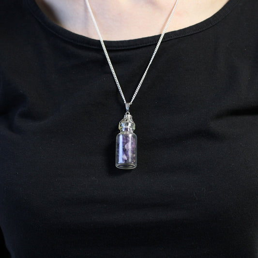 Amethyst Gemstone Necklace in Bottle | #product_category# - OneRoofGifts