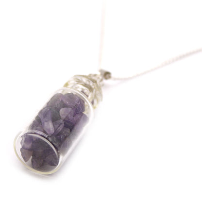 Amethyst Gemstone Necklace in Bottle | #product_category# - OneRoofGifts
