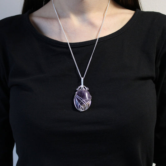Amethyst Gemstone Necklace, Swirl Wrapped | #product_category# - OneRoofGifts