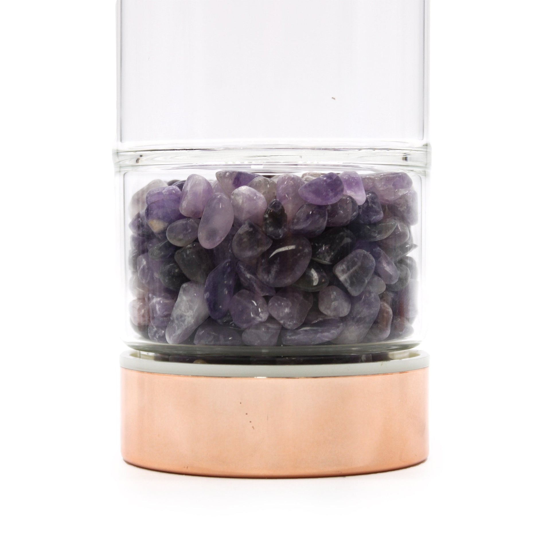 Amethyst Rose Gold Crystal Glass Tea Infuser Bottle | #product_category# - OneRoofGifts