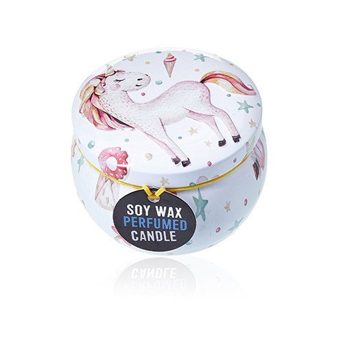 Assorted Unicorn Design Moonstone Artistic Tin Candle | #product_category# - OneRoofGifts